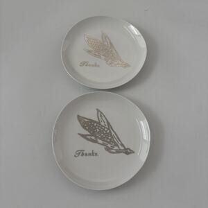 West Elm Mary Matson Salad Plates "Thanks" Thanksgiving Gobble Replacement 8.75"